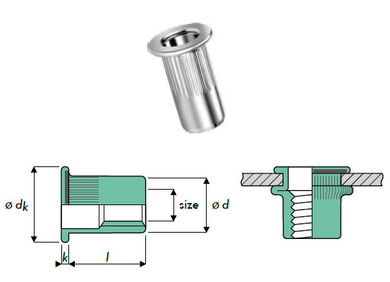 Q-Nut Blindnietmutter Aluminium FK M6 offen