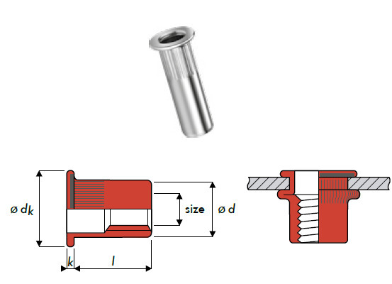 Q-Nut Blindnietmutter Edelstahl A2 FK M10 geschlossen