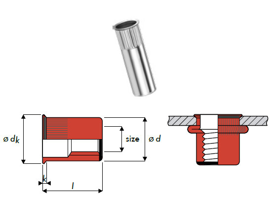 Q-Nut Blindnietmutter Edelstahl A2 kleiner SK M10 geschlossen