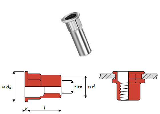 Q-Nut Blindnietmutter Edelstahl A2 Teilsechskant FK M4 geschlossen
