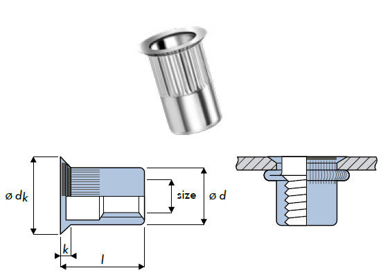 Q-Nut Blindnietmutter Stahl SK M10 offen