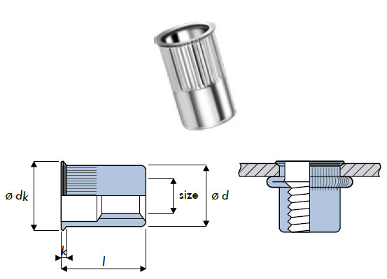 Q-Nut Blindnietmutter Stahl kleiner SK M5 offen