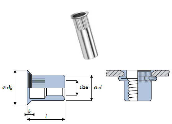 Q-Nut Blindnietmutter Stahl SK M5 geschlossen