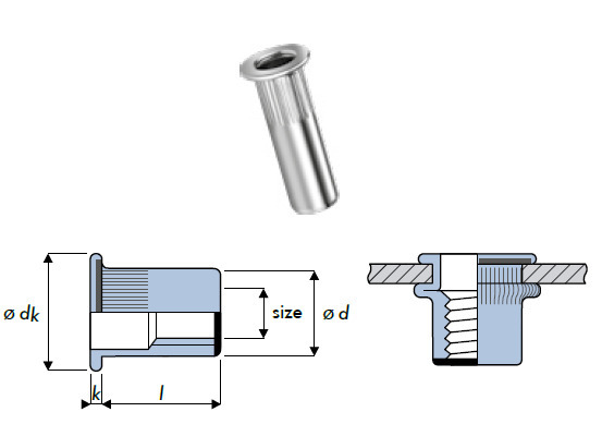 Q-Nut Blindnietmutter Stahl FK M4 geschlossen