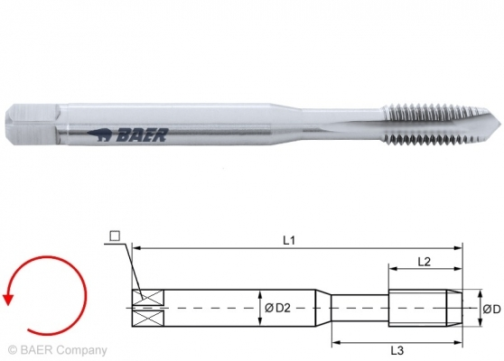 HSSE Maschinengewindebohrer Form B - M 5 x 0.8 - LINKS - DIN 371