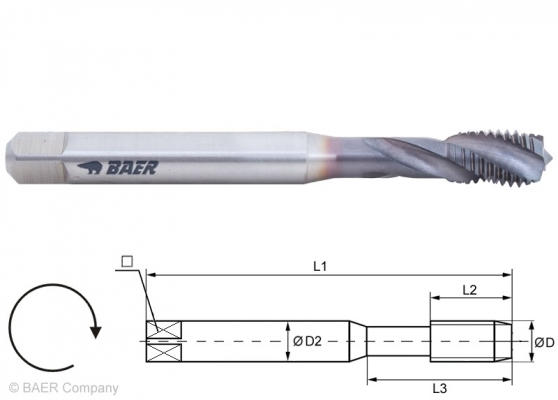 HSSE-PM-TiAlN Gewindebohrer 35&#176; RSP - M 4 x 0.7 - DIN 371 Edelstahl