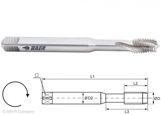 HSSE Maschinengewindebohrer 15° RSP - M 3.5 x 0.6 - DIN 371 langsp. Werkst.