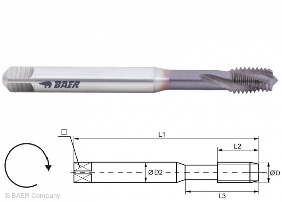 HSSE-PM-TiAlN Maschinengewindebohrer 35&#176; RSP - M 5 x 0.8 - DIN 371 Sonder-Nickellegierungen