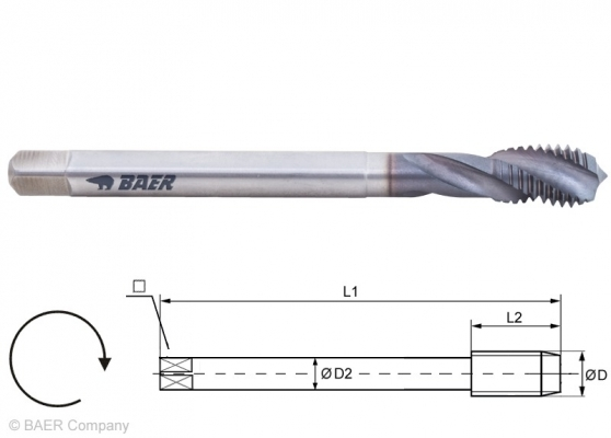 HSSE-PM-TiAlN Gewindebohrer 35&#176; RSP - M 22 x 2.5 - DIN 376 Edelstahl