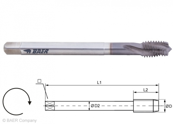 HSSE-PM-TiAlN Maschinengewindebohrer 35&#176; RSP - M 12 x 1.75 - DIN 371 Sonder-Nickellegierungen