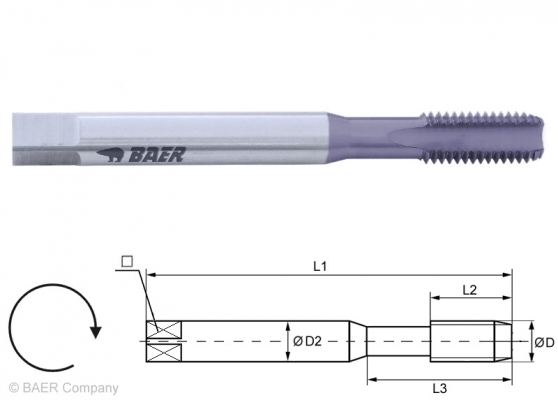 HSSE-TiCN Maschinengewindebohrer Form C - M 4 x 0.7 - DIN 371 Guss