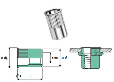 Q-Nut Blindnietmutter Aluminium kleiner SK M8 offen