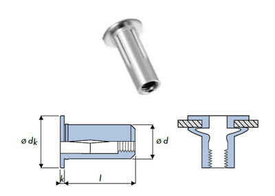 Q-Split-nut Geschlitzte Blindnietmutter Stahl FK M5