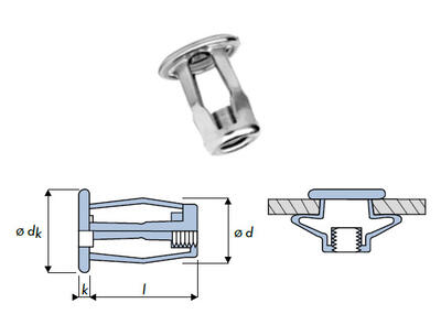 Q-Fold-nut Käfig Blindnietmutter Stahl FK M8