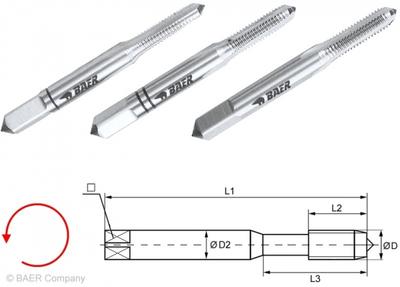 HSSG Handgewindebohrer 3-tlg. Satz M 8 x 1.25 - LINKS