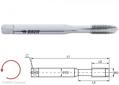 HSSE Maschinengewindebohrer Form B - M 3 x 0.5 - LINKS - DIN 371