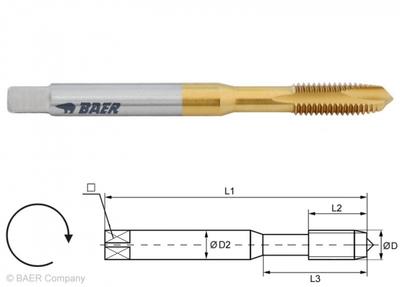 HSSE-TIN Maschinengewindebohrer Form B - M 2 x 0.4 - DIN 371