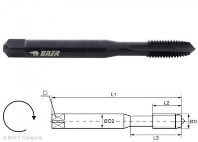 HSSE-VAP Gewindebohrer Form B - M 2.5 x 0.45 - DIN 371 Edelstahl