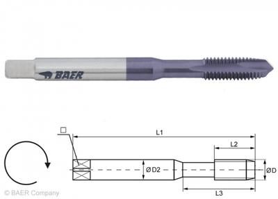 HSSE-PM-TiAlN Gewindebohrer Form B - M 2.5 x 0.45 - DIN 371 Edelstahl