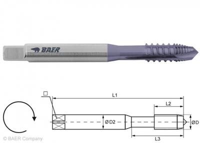 HSSE-TiAlN Maschinengewindebohrer Form B - M 3 x 0.5 - DIN 371 Aluminium