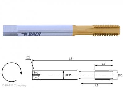 HSSE-TiN Maschinengewindebohrer Form C - M 2 x 0.4 - DIN 371 Hohe Standzeit