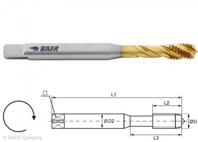 HSSE-TIN Gewindebohrer 35° RSP - M 2.5 x 0.45 - DIN 371 hochl. Stähle