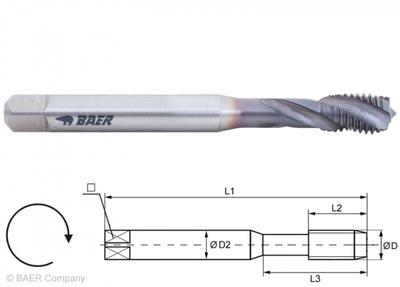 HSSE-PM-TiAlN Gewindebohrer 35° RSP - M 2.5 x 0.45 - DIN 371 Edelstahl