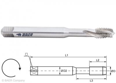 HSSE Maschinengewindebohrer 15° RSP - M 3 x 0.5 - DIN 371 langsp. Werkst.