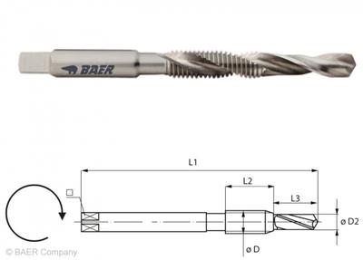 HSSE Kombi-Maschinengewindebohrer M 3 x 0.5